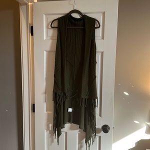 Green fringe vest